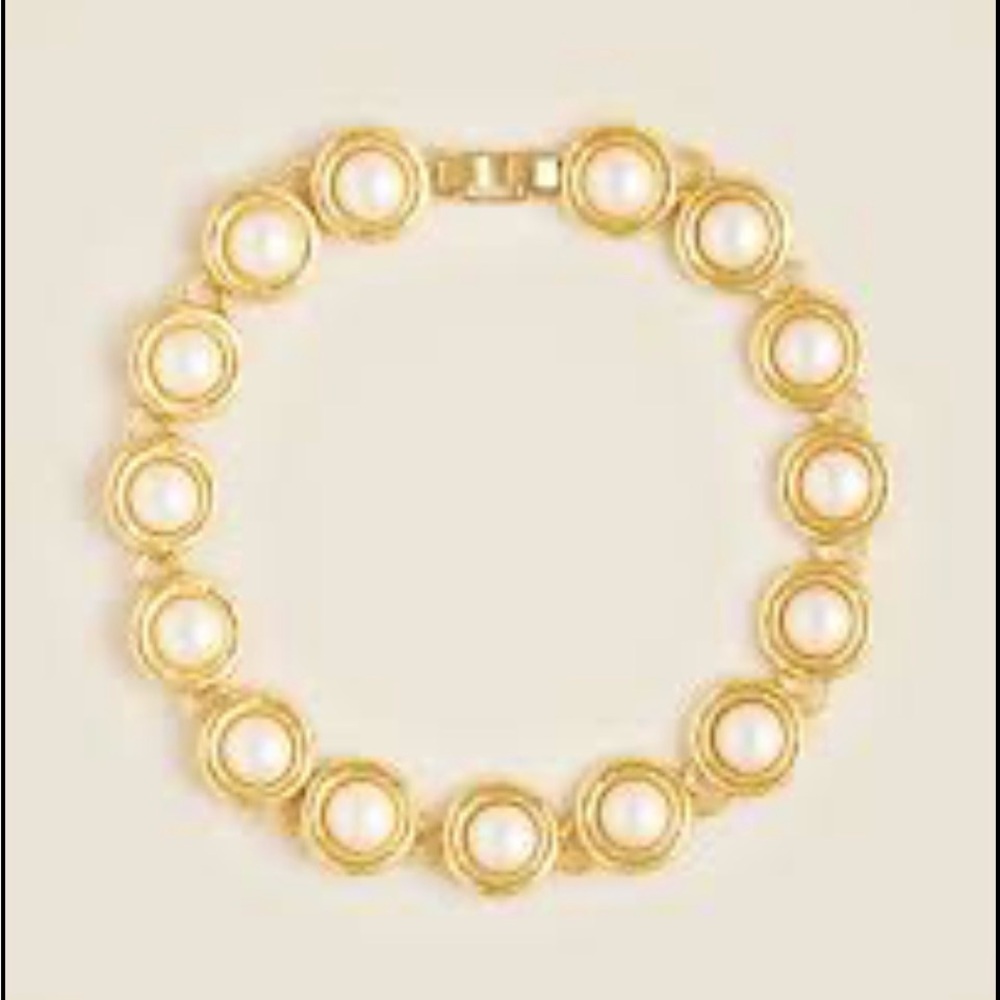 J. Crew Gold and White Statement Necklace